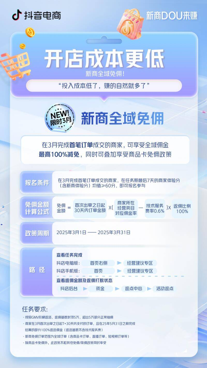 小商家帮扶基金加速落地抖音电商新推3月新商免佣政策(图2)